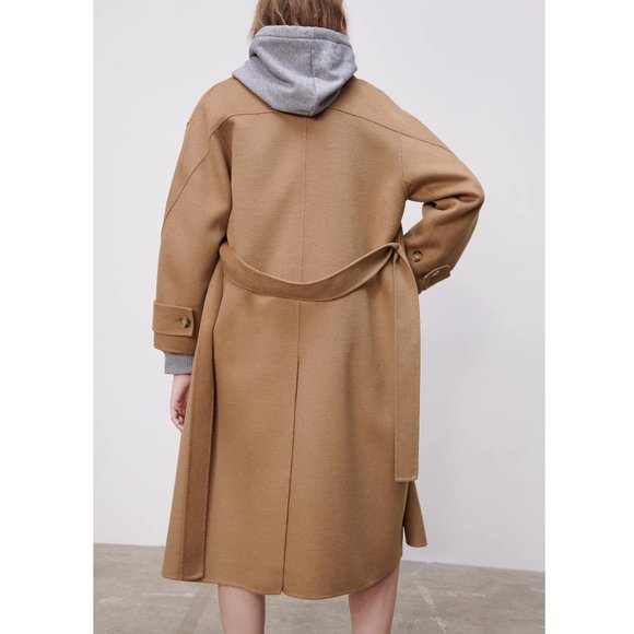 Zara Wool Blend Oversized Belted Coat - Picture 8 of 14